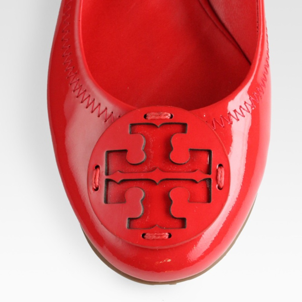 Tory Burch Reva Red Patent Leather Flats
